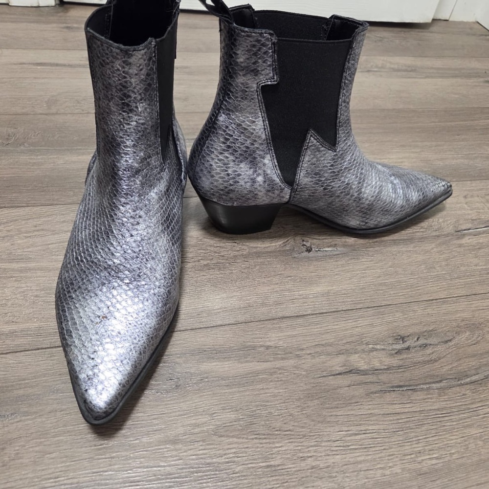 ASOS Silver Snakeskin Chelsea Ankle Boots.